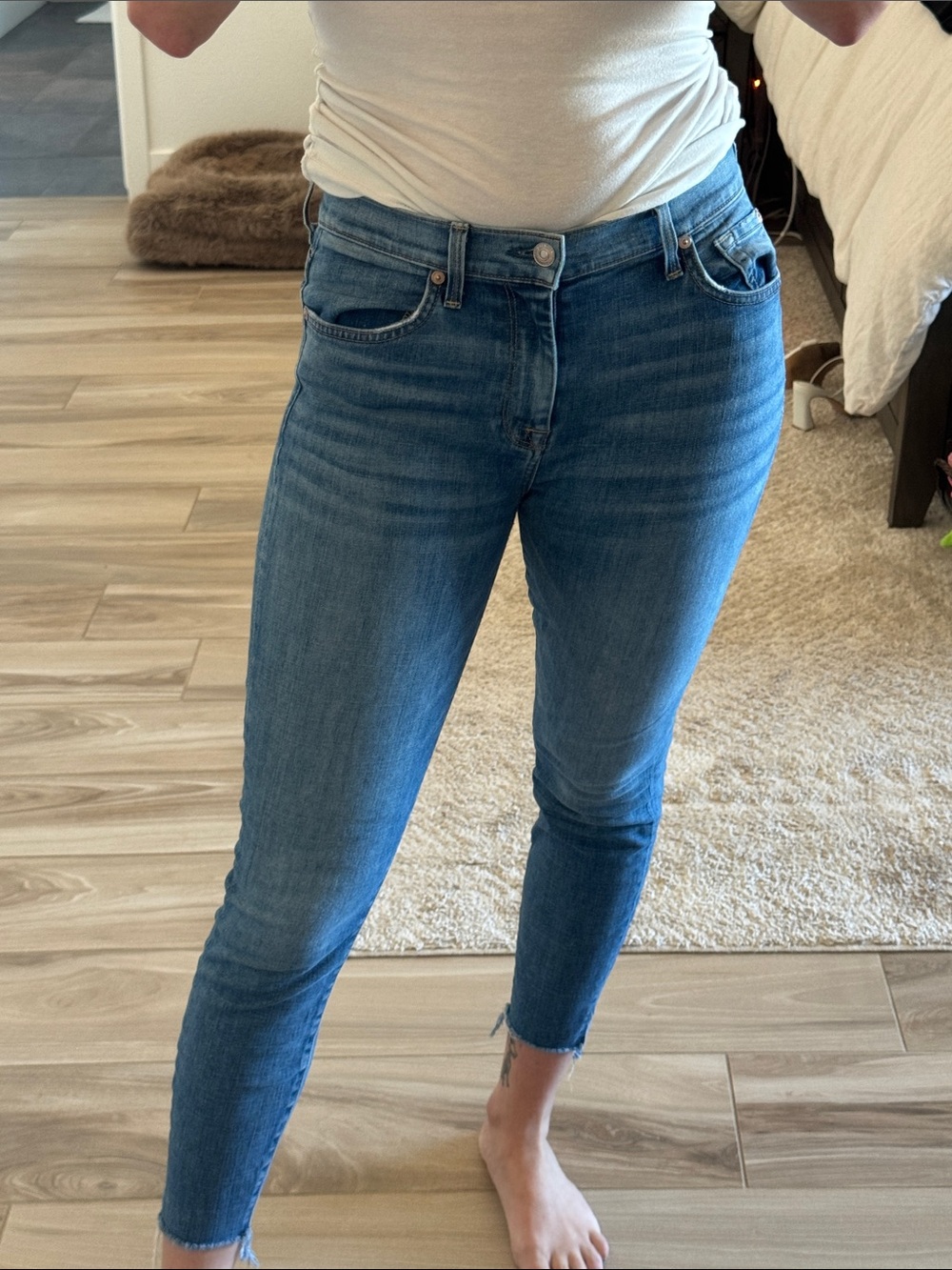 7 For All Mankind Medium Blue Ankle Skinny Jeans